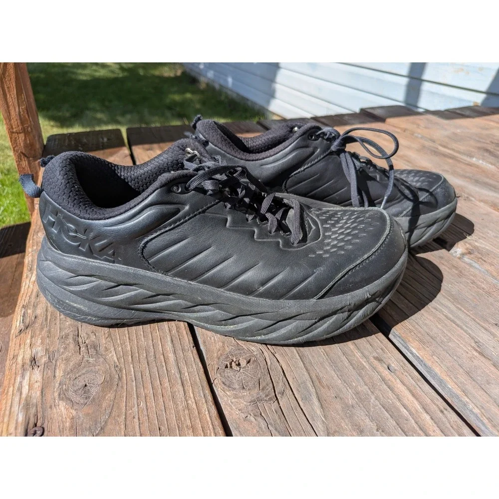 Hoka One One W Bondi SR 1110521 BBLC Black Leather Shoes Sneaker 11
